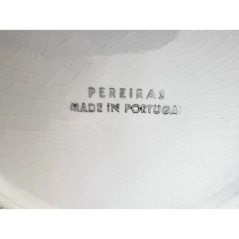 Pereiras Portugal Hand Painted Blue &White Floral Vase‎ Ceramic Pottery